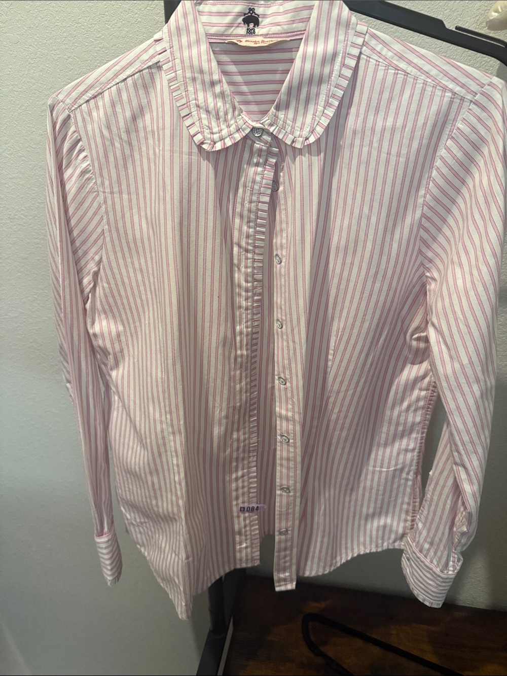 Brooks Brothers Pink and White Striped Button-Down Shirt